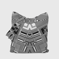 Сумка-шопер Черно белый современный геометрический узор Симмет, цвет: 3D-принт