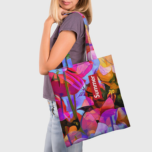 Сумка-шоппер Красочный летний цветочный паттерн Summer color pa / 3D-принт – фото 3