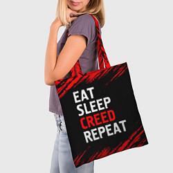 Сумка-шопер Eat Sleep Creed Repeat - Краски, цвет: 3D-принт — фото 2