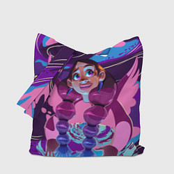 Сумка-шопер Розовый ангел с косами, цвет: 3D-принт