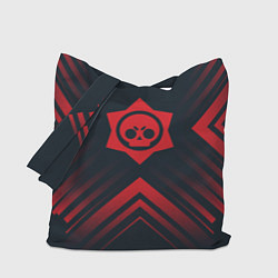 Сумка-шоппер Красный Символ Brawl Stars на темном фоне со стрел