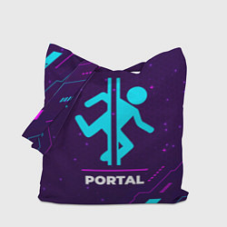 Сумка-шопер Символ Portal в неоновых цветах на темном фоне, цвет: 3D-принт