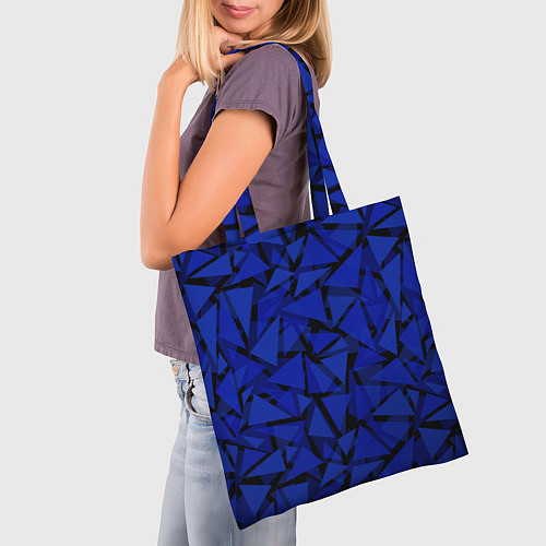 Сумка-шоппер Синие треугольники-геометрический узор / 3D-принт – фото 3