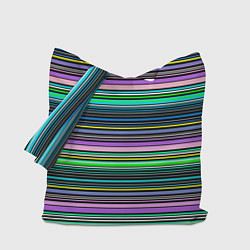 Сумка-шопер Яркие неоновые тонкие полосы, цвет: 3D-принт