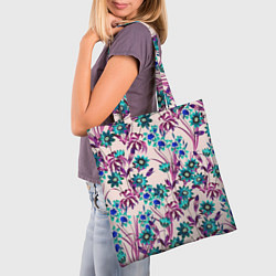 Сумка-шопер Цветы Летние Фиолетовые Рудбеки, цвет: 3D-принт — фото 2