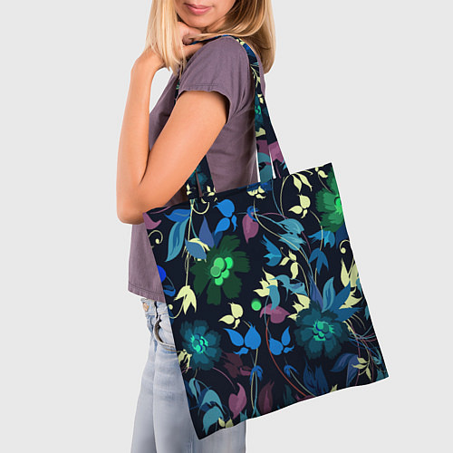Сумка-шоппер Color summer night Floral pattern / 3D-принт – фото 3