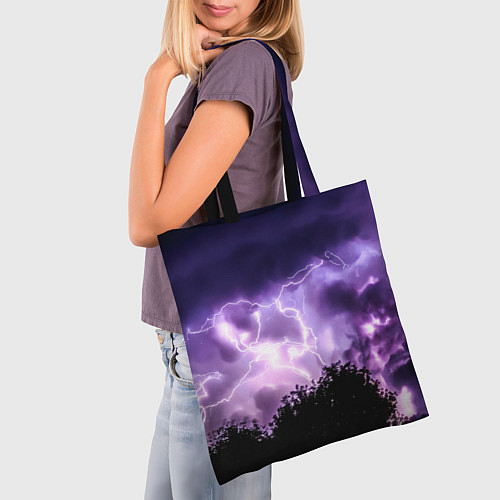 Сумка-шоппер Purple Lightning / 3D-принт – фото 3