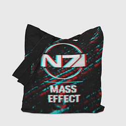 Сумка-шопер Mass Effect в стиле Glitch Баги Графики на темном, цвет: 3D-принт