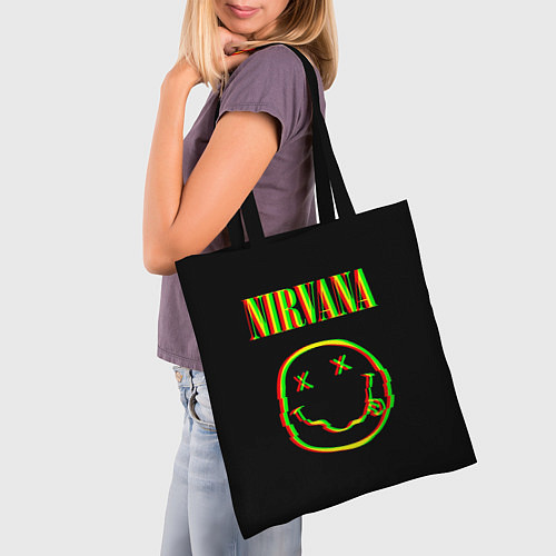 Сумка-шоппер Nirvana глитч / 3D-принт – фото 3