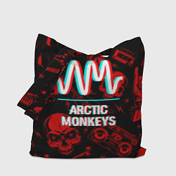 Сумка-шопер Arctic Monkeys Rock Glitch, цвет: 3D-принт