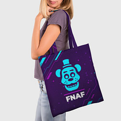Сумка-шопер Символ FNAF в неоновых цветах на темном фоне, цвет: 3D-принт — фото 2