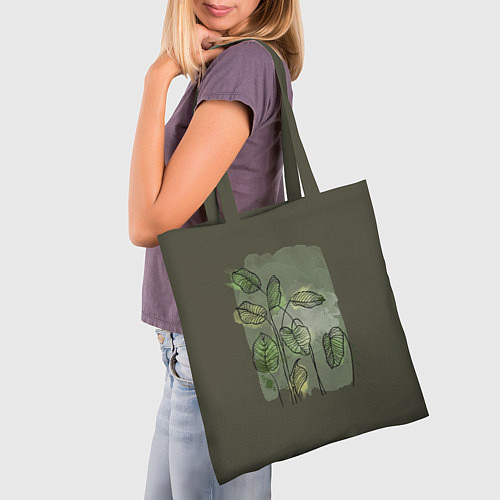 Сумка-шоппер Нежные акварельные листья / 3D-принт – фото 3