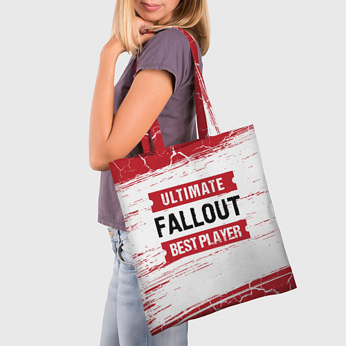 Сумка-шоппер Fallout: красные таблички Best Player и Ultimate / 3D-принт – фото 3