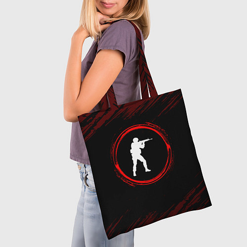Сумка-шоппер Символ Counter Strike и краска вокруг на темном фо / 3D-принт – фото 3