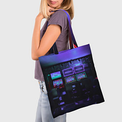 Сумка-шопер Неоновые игровые автоматы - Фиолетoвый, цвет: 3D-принт — фото 2