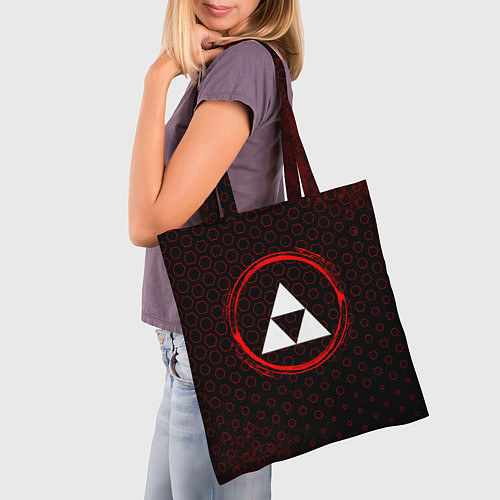Сумка-шоппер Символ Zelda и краска вокруг на темном фоне / 3D-принт – фото 3