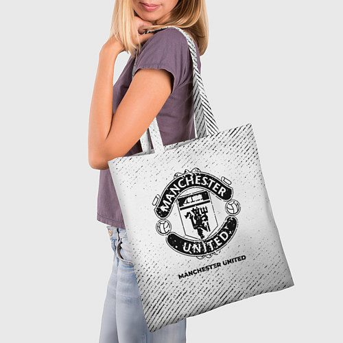 Сумка-шоппер Manchester United с потертостями на светлом фоне / 3D-принт – фото 3