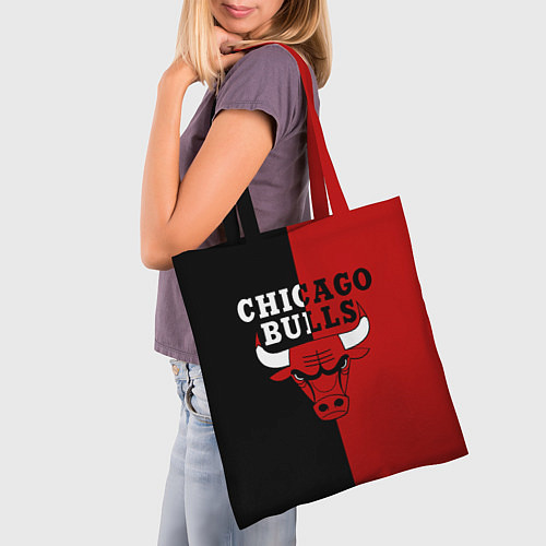 Сумка-шоппер Чикаго Буллз black & red / 3D-принт – фото 3