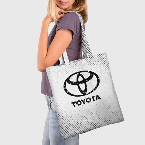 Сумка-шоппер Toyota с потертостями на светлом фоне / 3D-принт – фото 3