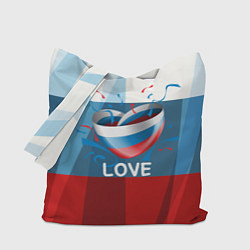 Сумка-шопер Флаг России в виде сердца, цвет: 3D-принт