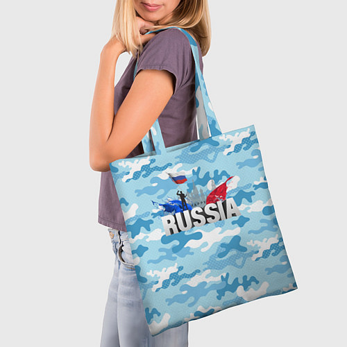Сумка-шоппер Russia: синий камфуляж / 3D-принт – фото 3