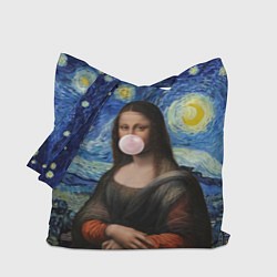 Сумка-шопер Мона Лиза Приколы - Звездная ночь, цвет: 3D-принт