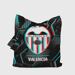 Сумка-шопер Valencia FC в стиле glitch на темном фоне, цвет: 3D-принт