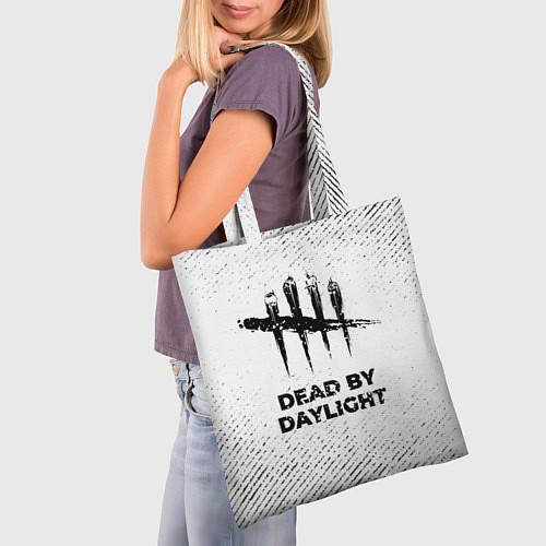 Сумка-шоппер Dead by Daylight с потертостями на светлом фоне / 3D-принт – фото 3