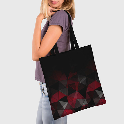 Сумка-шоппер Черно-красный геометрический / 3D-принт – фото 3