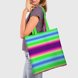 Сумка-шопер Яркие разноцветные размытые полосы, цвет: 3D-принт — фото 2