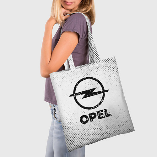 Сумка-шоппер Opel с потертостями на светлом фоне / 3D-принт – фото 3