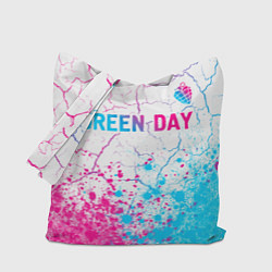 Сумка-шопер Green Day neon gradient style: символ сверху, цвет: 3D-принт