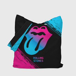 Сумка-шопер Rolling Stones - neon gradient, цвет: 3D-принт