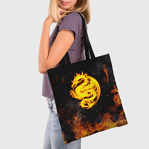 Сумка-шоппер Огнедышащий дракон и пламя / 3D-принт – фото 3