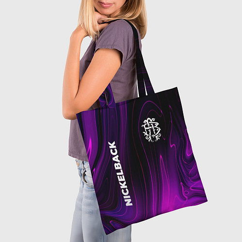 Сумка-шоппер Nickelback violet plasma / 3D-принт – фото 3