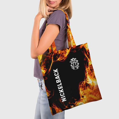 Сумка-шоппер Nickelback и пылающий огонь / 3D-принт – фото 3