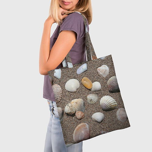 Сумка-шоппер Композиция из ракушек на песке / 3D-принт – фото 3