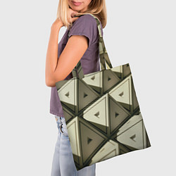 Сумка-шопер 3D иллюзия-пирамиды, цвет: 3D-принт — фото 2