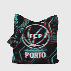 Сумка-шопер Porto FC в стиле glitch на темном фоне, цвет: 3D-принт