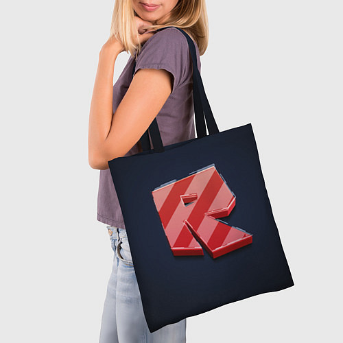 Сумка-шоппер Roblox red - Роблокс полосатый логотип / 3D-принт – фото 3