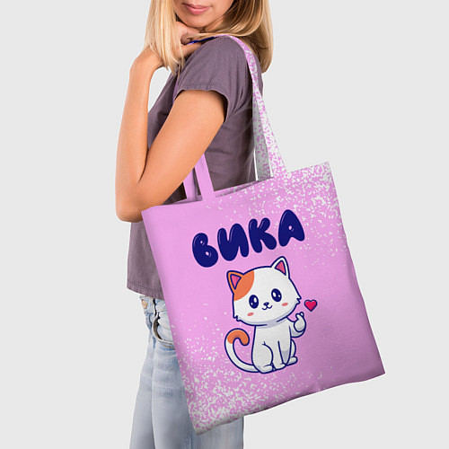 Сумка-шоппер Вика кошечка с сердечком / 3D-принт – фото 3