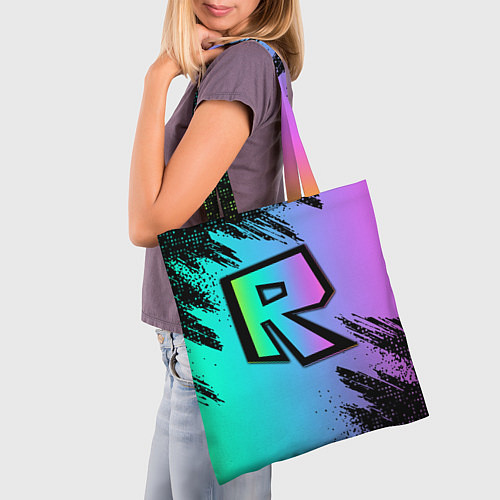 Сумка-шоппер Roblox neon logo / 3D-принт – фото 3