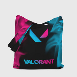 Сумка-шопер Valorant - neon gradient: символ сверху надпись сн, цвет: 3D-принт