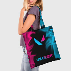 Сумка-шопер Valorant - neon gradient: символ сверху надпись сн, цвет: 3D-принт — фото 2