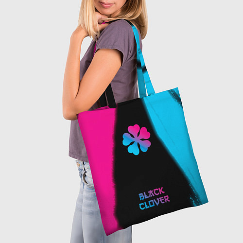 Сумка-шоппер Black Clover - neon gradient: символ, надпись / 3D-принт – фото 3