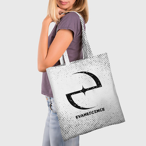 Сумка-шоппер Evanescence с потертостями на светлом фоне / 3D-принт – фото 3