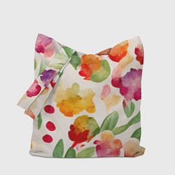 Сумка-шопер Романтичные акварельные цветы, цвет: 3D-принт