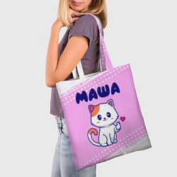 Сумка-шопер Маша кошечка с сердечком, цвет: 3D-принт — фото 2