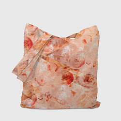 Сумка-шопер Гранжевый цветочный узор, коралловый фон, цвет: 3D-принт