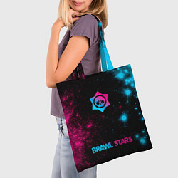 Сумка-шопер Brawl Stars - neon gradient: символ, надпись, цвет: 3D-принт — фото 2